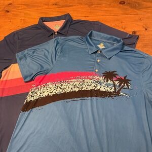 Chubbies Polo Shirt Mens XL Color Block‎ Multicolor Golf Performance LOT OF 2
